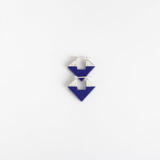 Square Eclipse Stone Earrings Lapis Lazuli Large