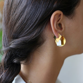 Round Gold Eclipse Earrings Large