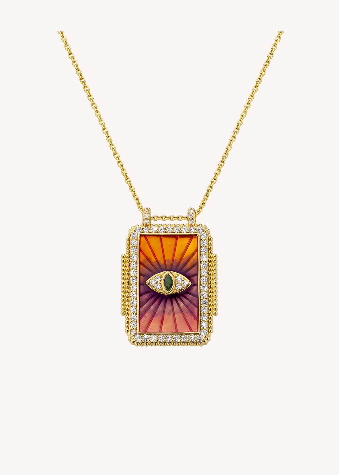 NECKLACE - PINK RAINBOW EYE BOHEME