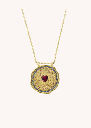 NECKLACE - RUBY HEART MEDAILLE