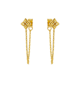 Earrings - Lotus Chain
