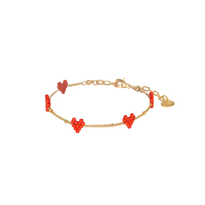 Heartsy Chain Bracelet Red & Gold