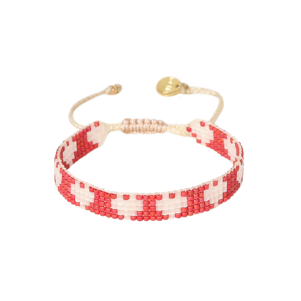 Line Of Hearts Bracelet Coral & White