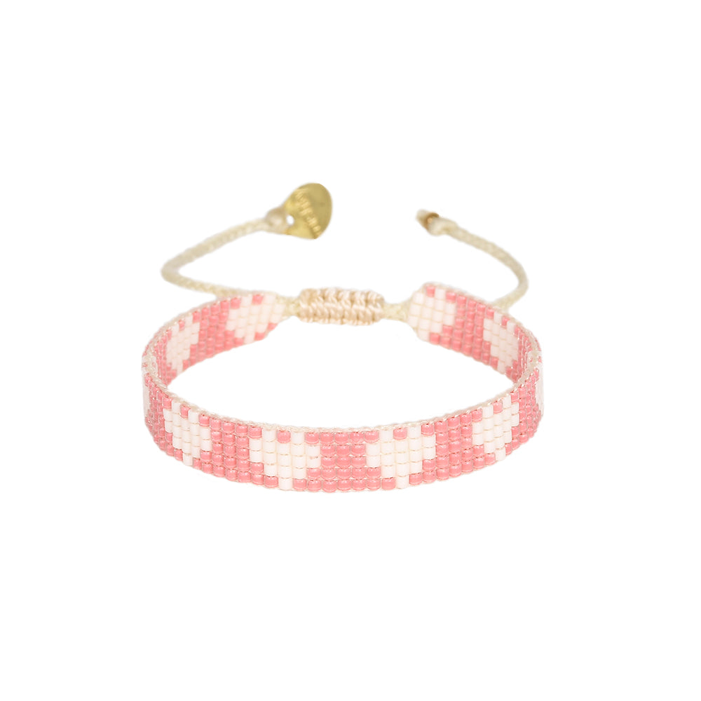 Line Of Hearts Bracelet Pink & White