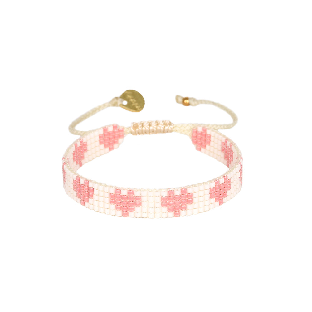 Line Of Hearts Bracelet White & Pink