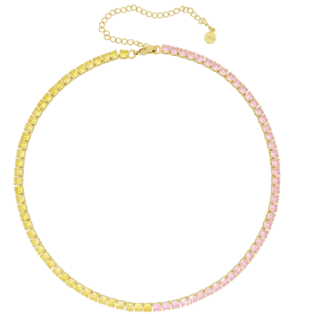 Gigi Tennis Necklace Bicolore Yellow/Pink/Gold 4mm