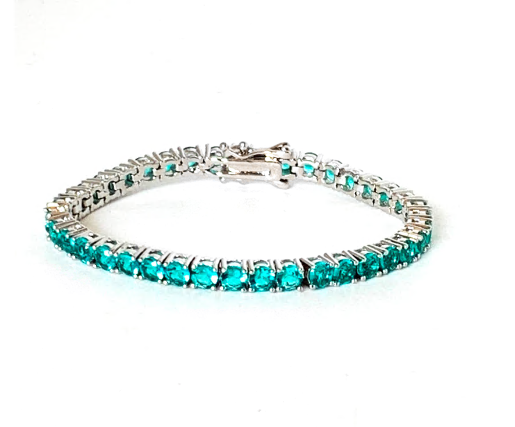 Gigi Tennis Bracelet Aqua/ Silver