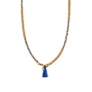 BLUE POMPOM MALA NECKLACE