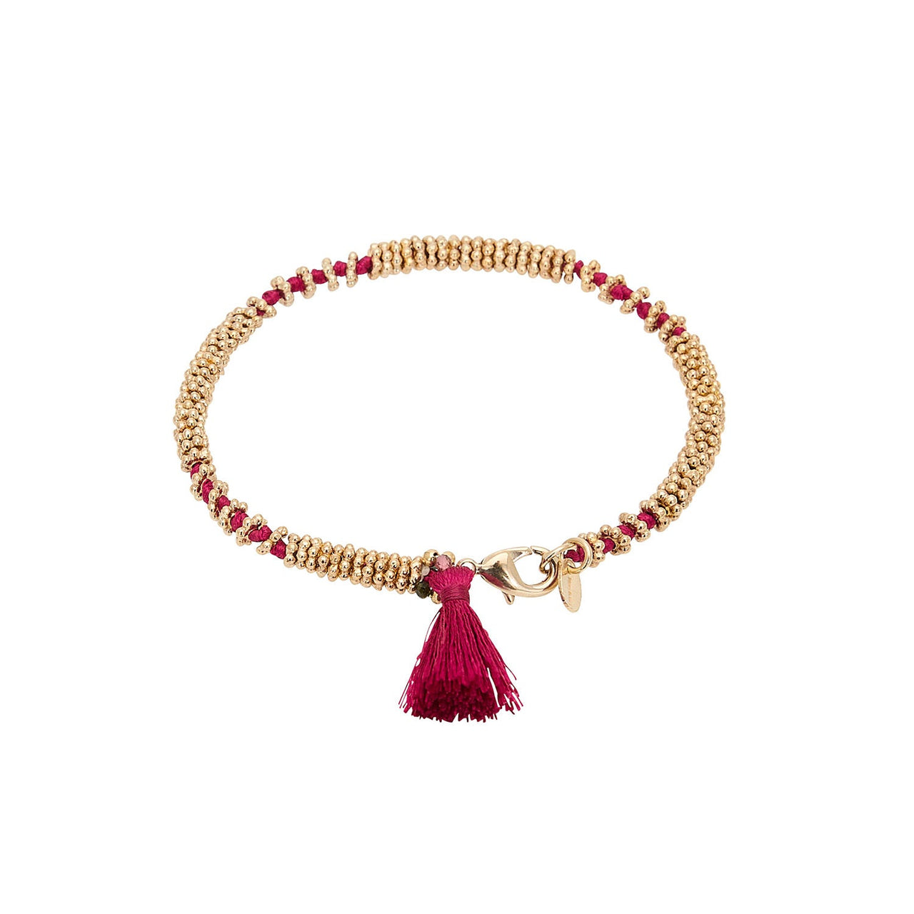 BURGUNDY POMPOM MALA BRACELET