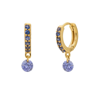 MINI WATER DROP HOOP EARRINGS TANZANITE