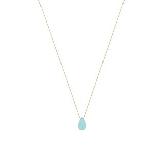 Aqua Chalcedony Drop Necklace