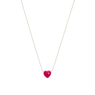 Fuchsia  Heart Drop Necklace