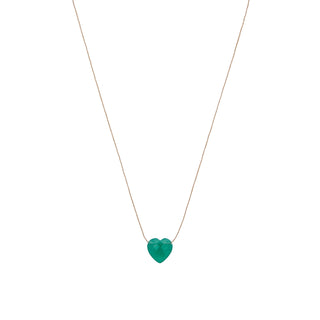 Green Onyx Heart Drop Necklace