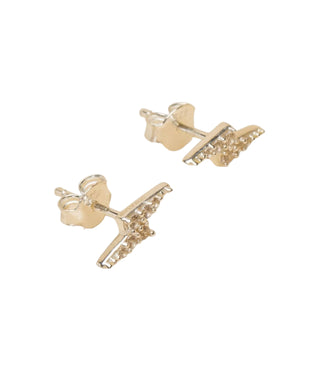 Silver stud earrings with white lightning bolt