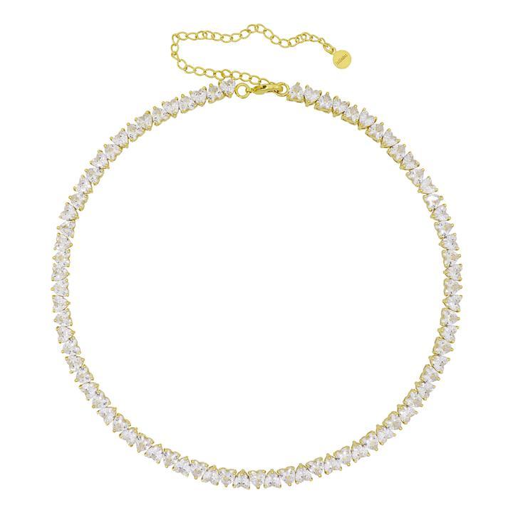 Heartly Tennis Necklace White/Gold 5mm