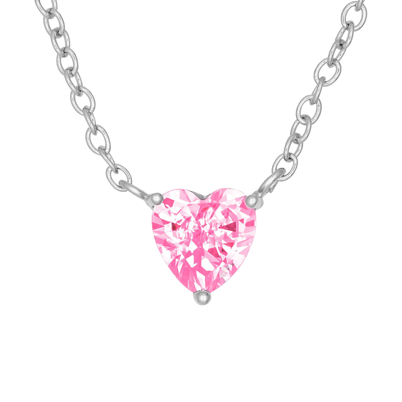 Heartly Pink Pendant Rhodium Plated