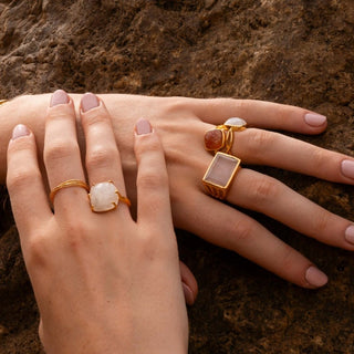 BRAID RING ROSE QUARTZ