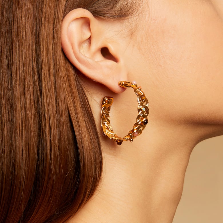 Cesaria cabochons earrings gold