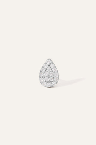 Lacrima Pave Silver Stud Earring