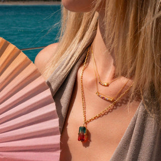 ORANGE PINK RAINBOW NECKLACE