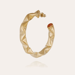 Moki cabochons hoop earrings small size gold - Carnelian