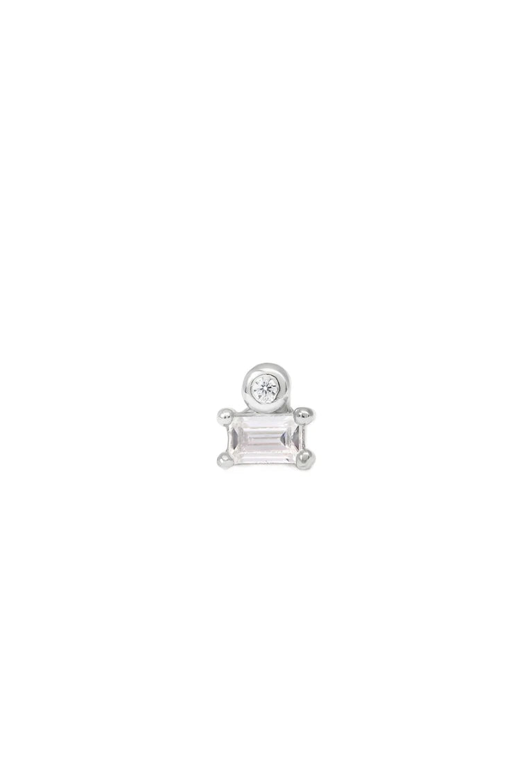 Super Mini Baguette Silver Vermeil Stud Earrings (ball screw)