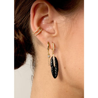 EARRINGS - BLACK PLUME Or