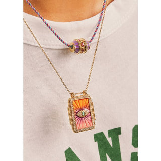 NECKLACE - PINK RAINBOW EYE BOHEME