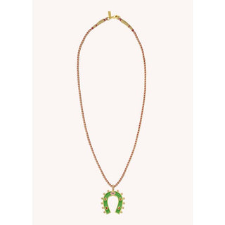 NECKLACE - GREEN HORSESHOE Or