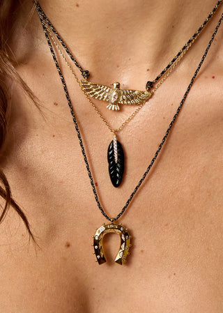 NECKLACE - BLACK PLUME Or