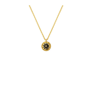 Necklace - Black Flower Or