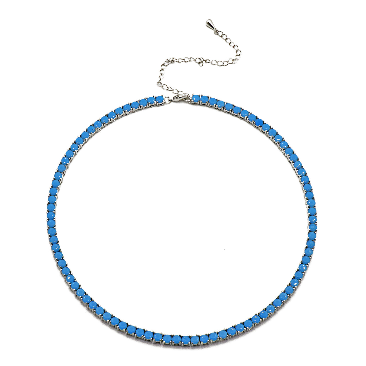 Gigi Tennis Necklace Turquoise/ Silver