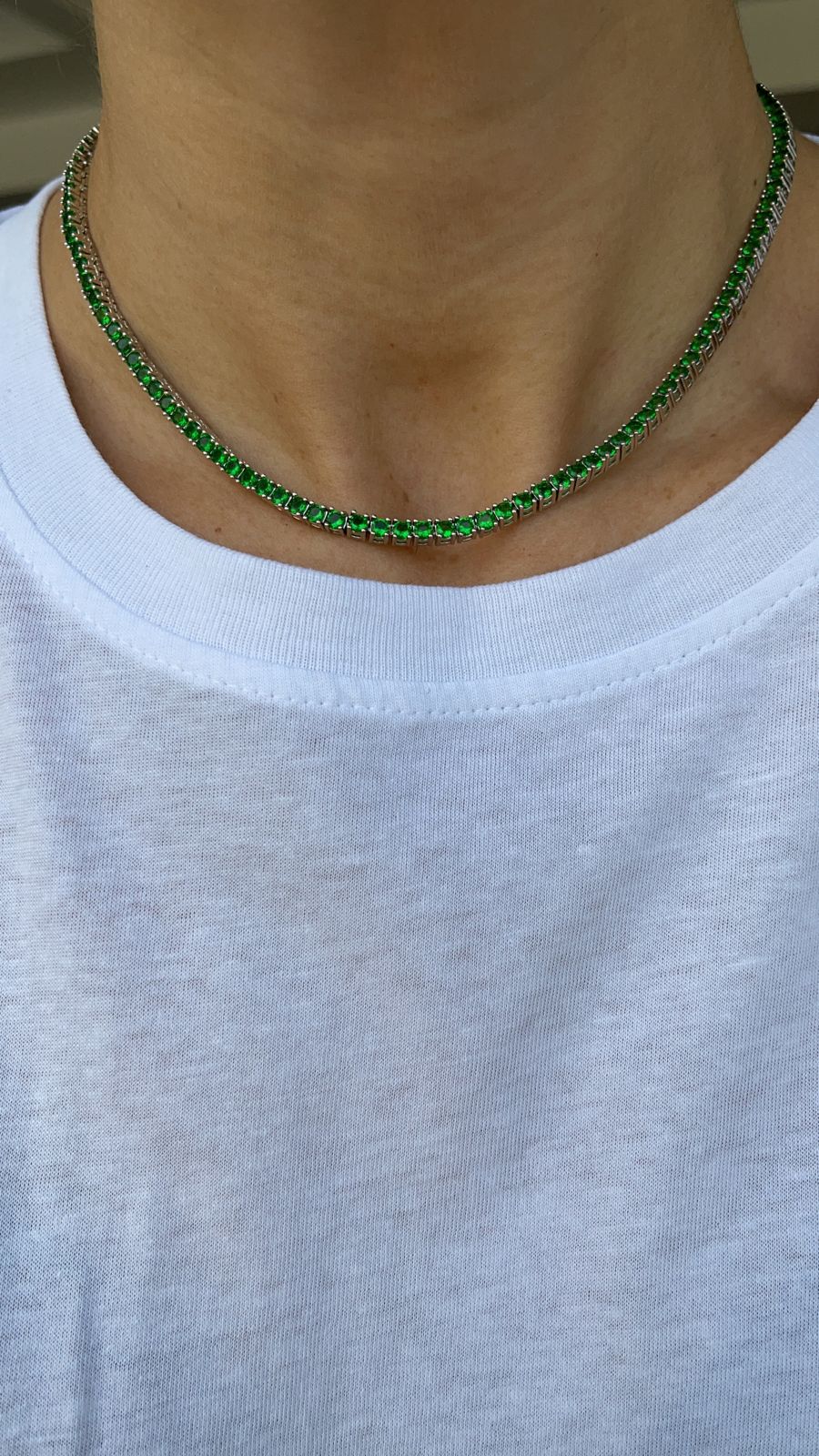Gigi Tennis Necklace Light Emerald/Silver 3Mm