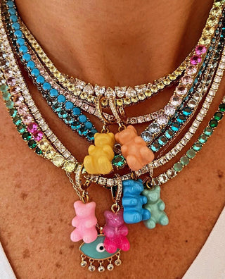 Gigi Tennis Necklace Pink/Gold 3mm