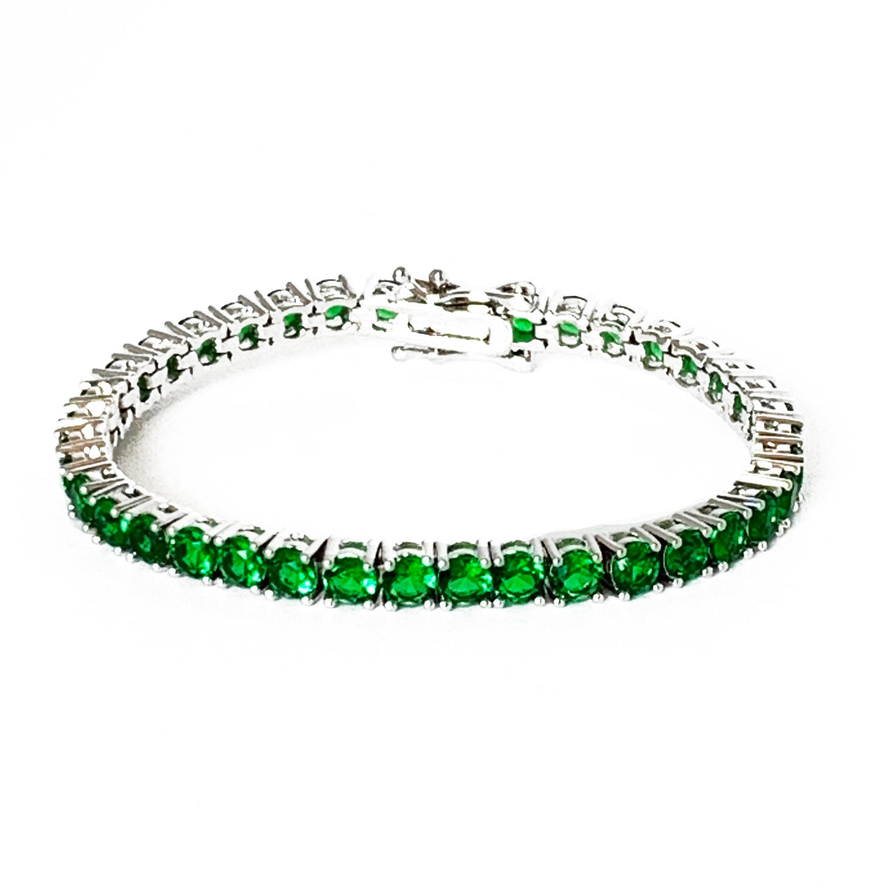 Gigi Tennis Bracelet Emerald/ Silver