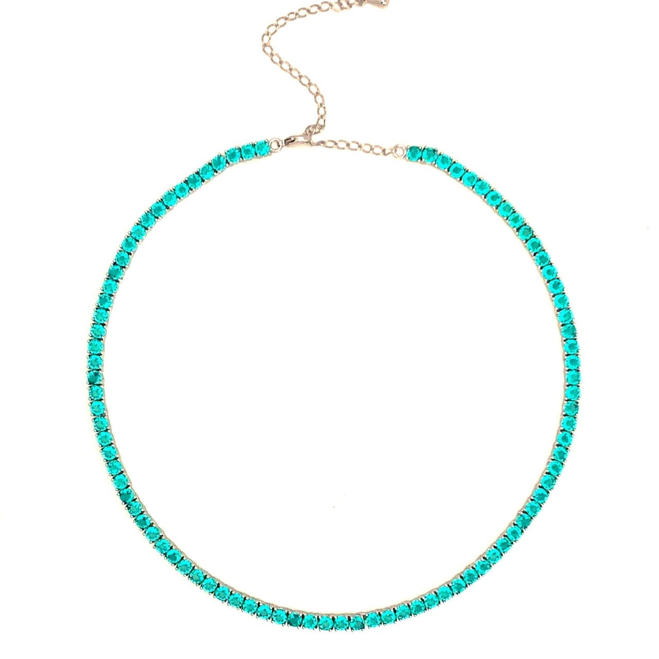 Gigi Tennis Necklace Aqua/ Silver