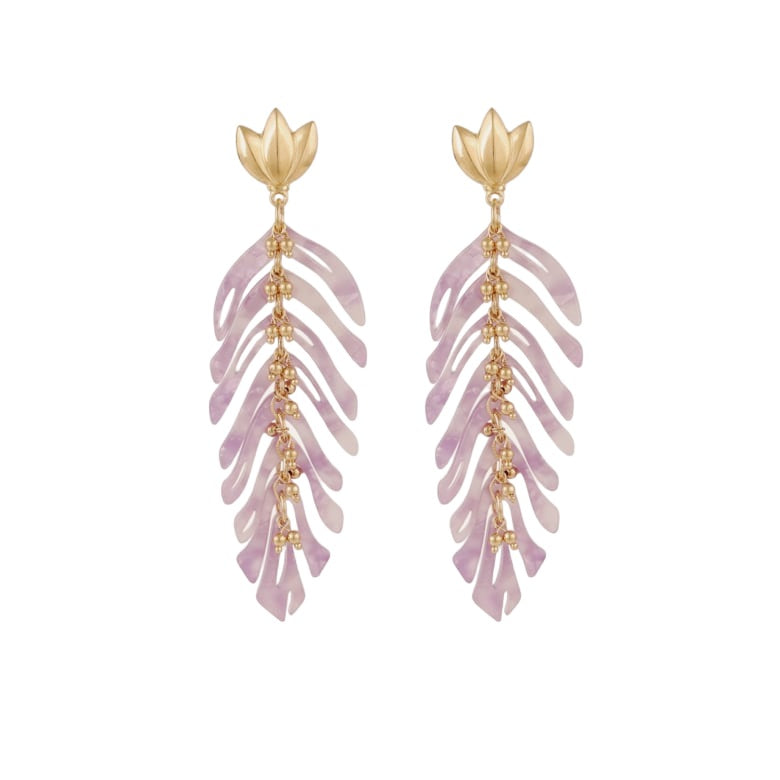 Cavallo earrings acetate gold - Purple