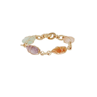 Rainbow Multi bracelet gold - Fluorine, Amethyst & red Hematoide