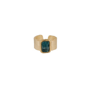 Totem Pierre ring large size gold - Apatite blue
