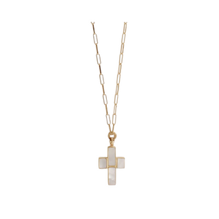 Croix long necklace gold - White Mother-of-pearl