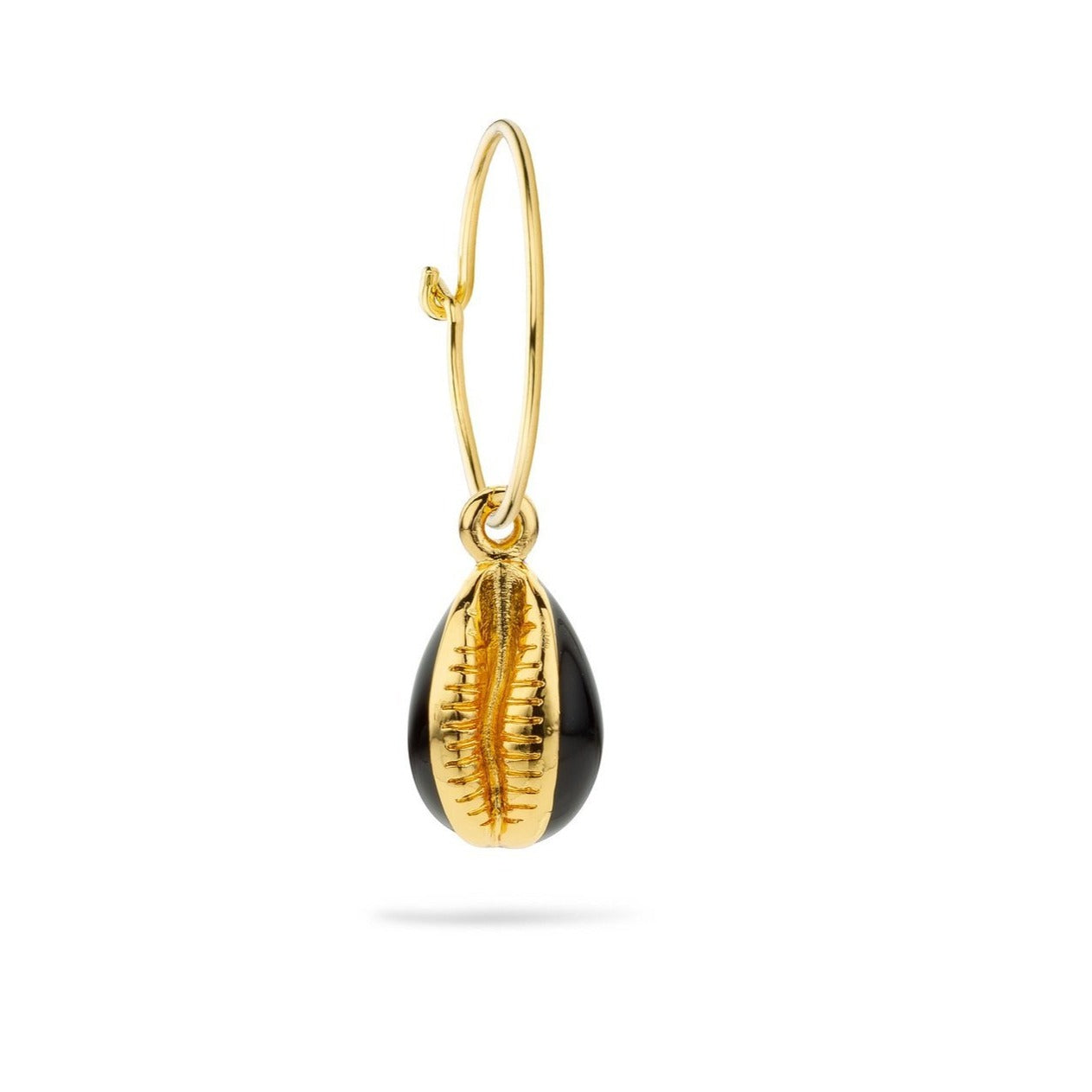 Earrings Cauris Gold Plated Shell Black