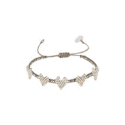 Multi Heart Row Bracelet Silver