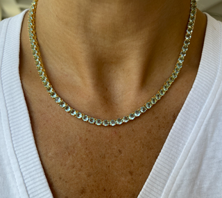 Gigi Tennis Necklace Light Green Gold 4mm
