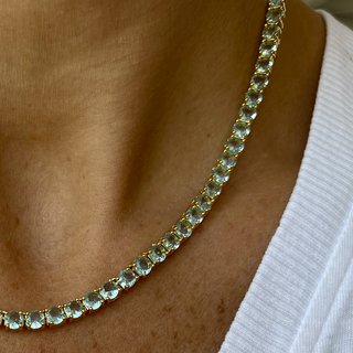 Gigi Tennis Necklace Light Green Gold 4mm