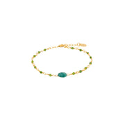 Bracelet Inde Pierre Emeraude - Indian Chain Brass