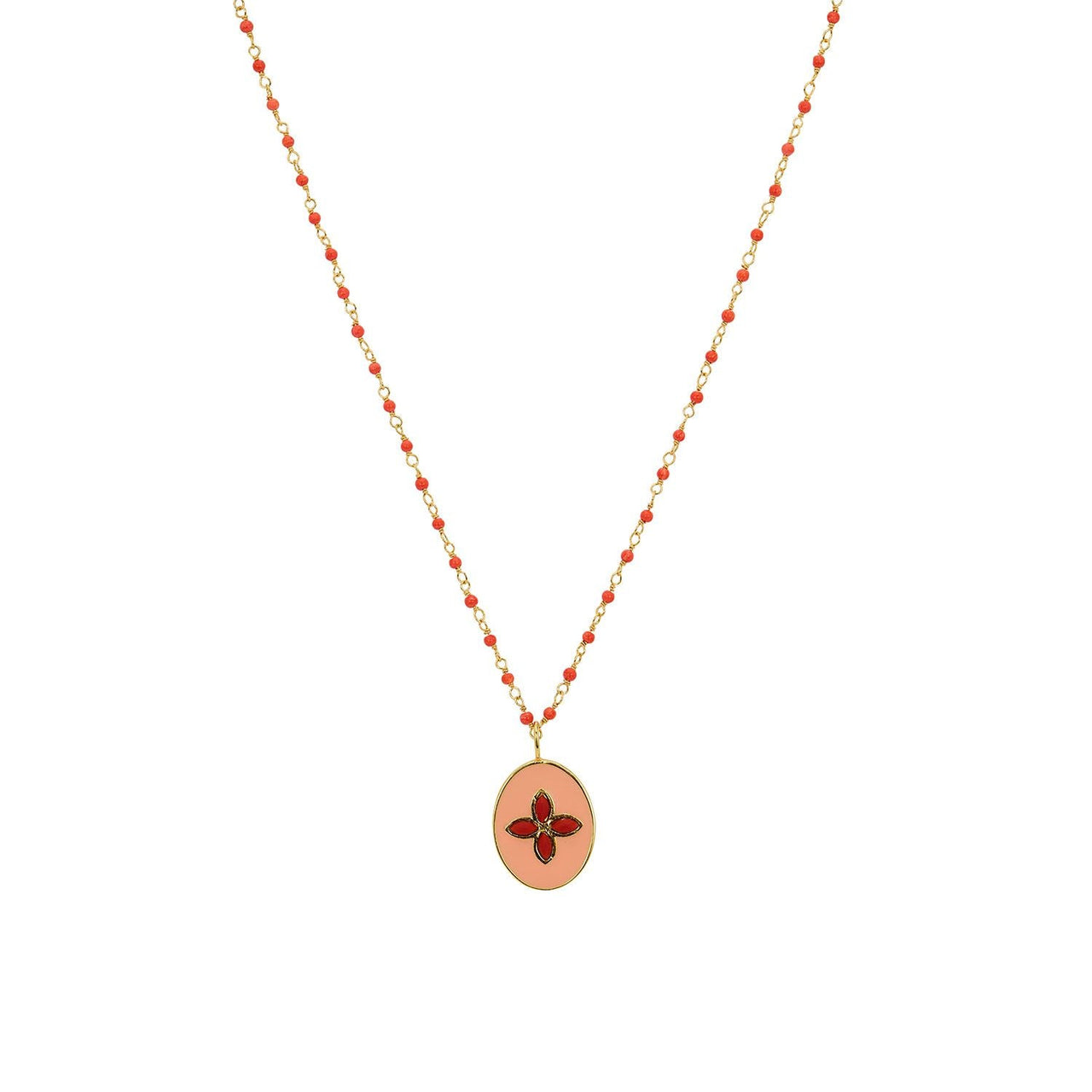 Long Flower Necklace Coral