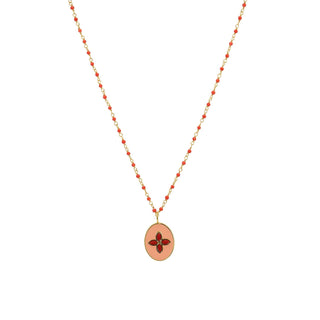 Long Flower Necklace Coral