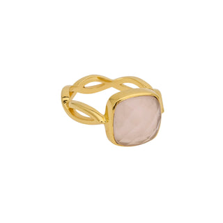 BRAID RING ROSE QUARTZ