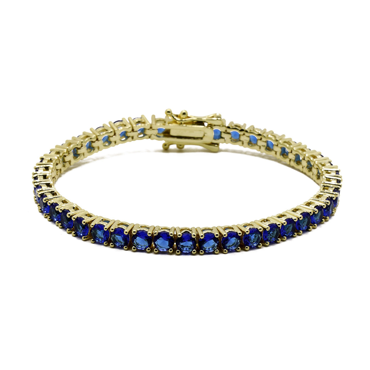 Tennis Bracelet Blue Saphire Gold 17cm