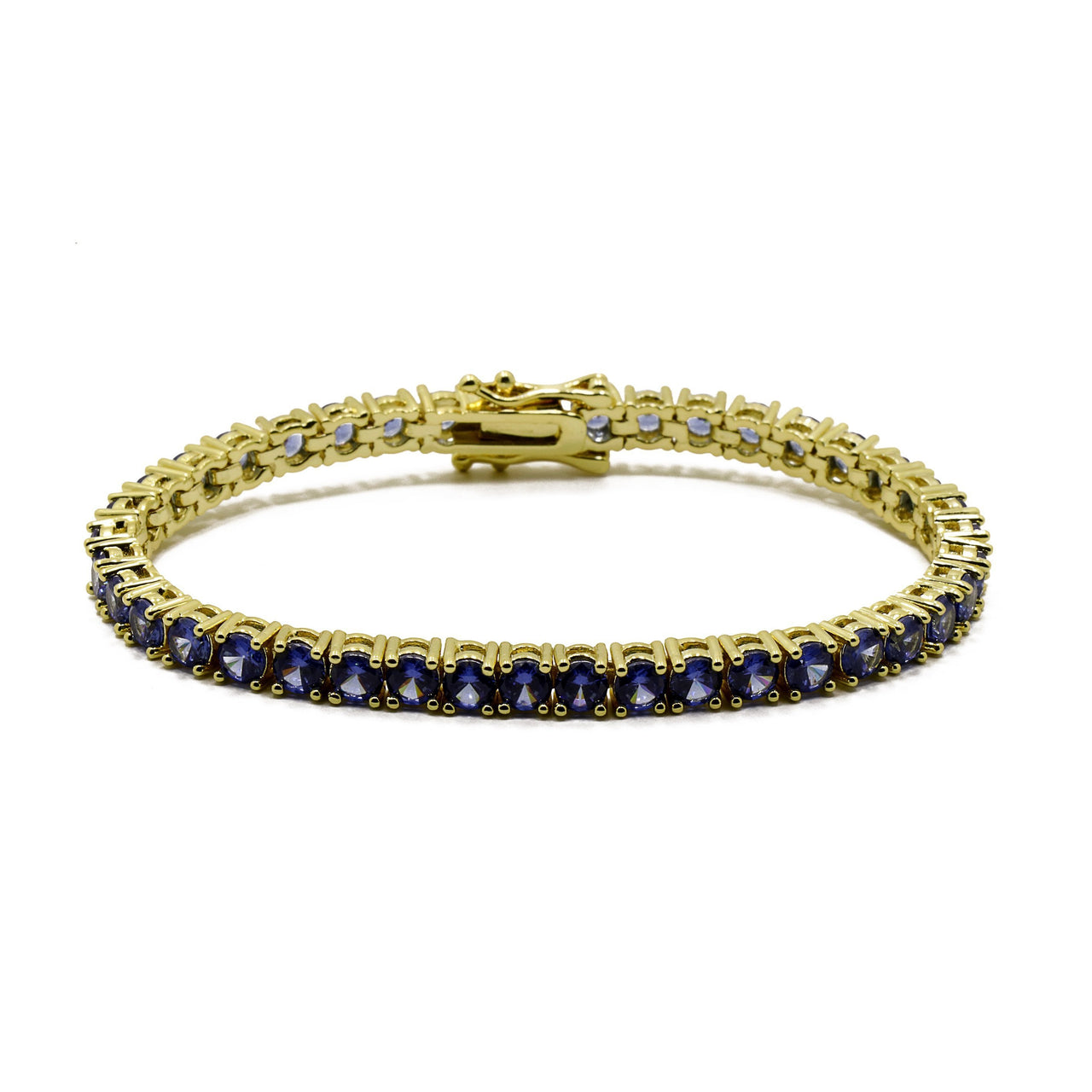 Tennis Bracelet Ocean Blue Gold 17Cm